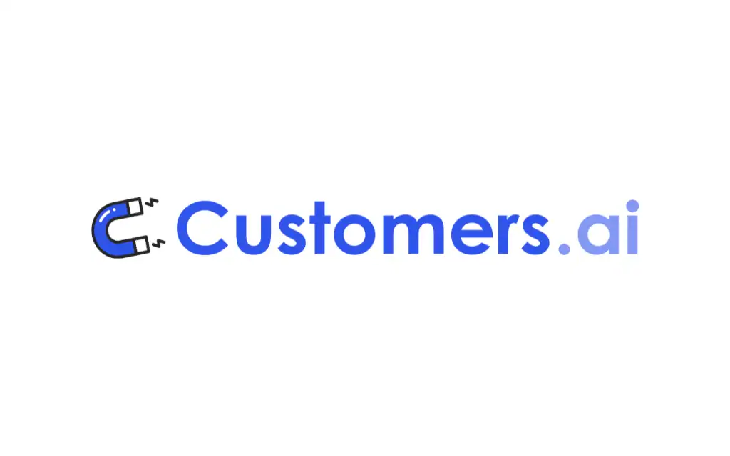 Customers.ai logo: text "Customers.ai" in blue with a circular icon featuring a stylized 'C' and an abstract graphic representing an eye or target.